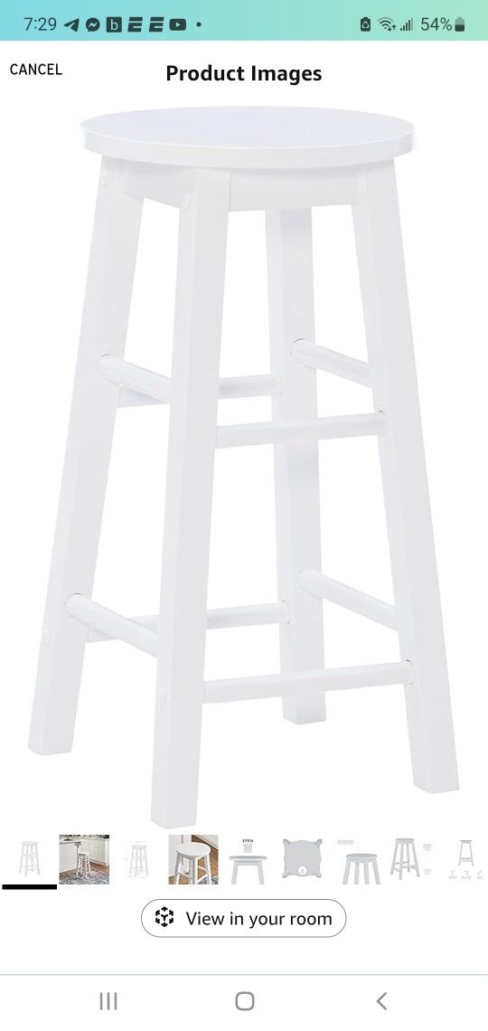 🔥 BRAND NEW Linon Zeke 24” Counter Stool – White, Round Seat