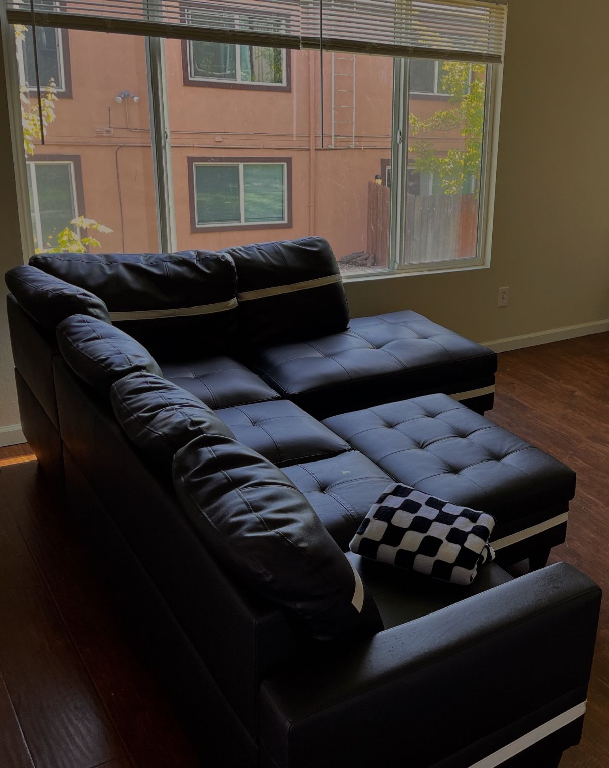 Luxury Faux Leather Couch & Ottoman 