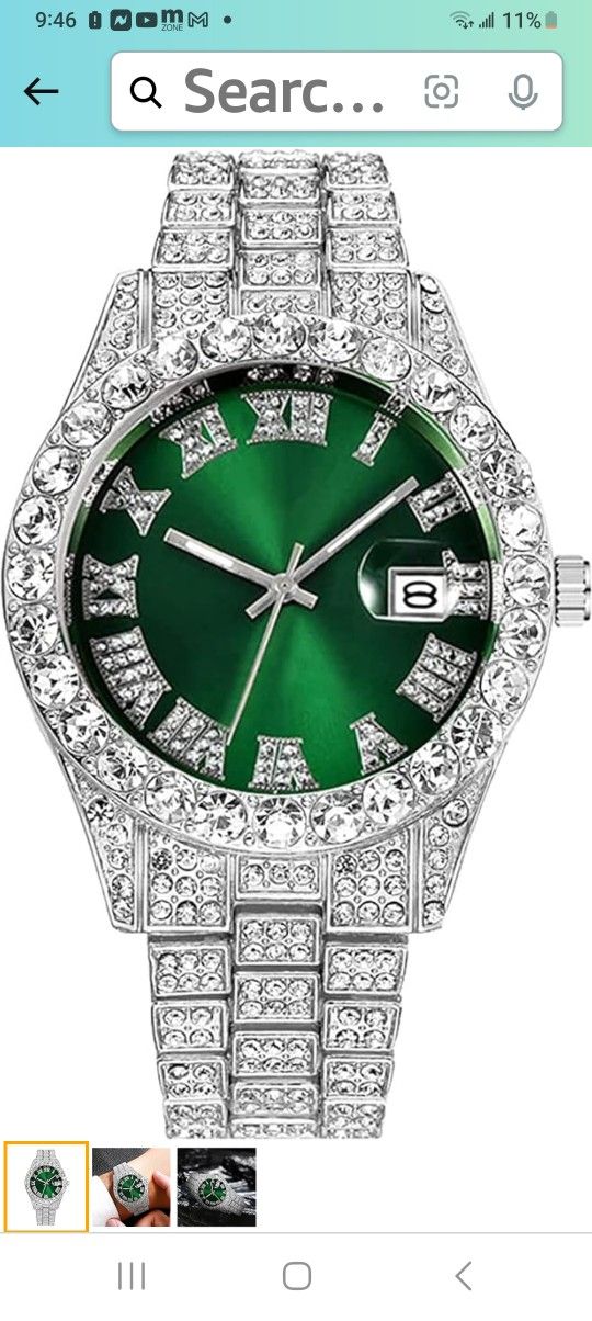 Green face unisex watch