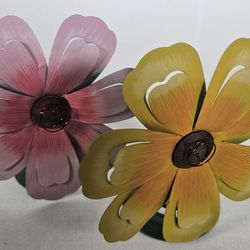 Happy Flower Tealight Set Of 2 Candle Holder for Patio or Porch
