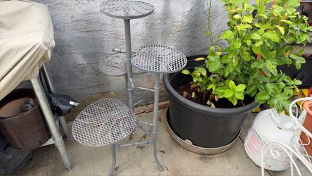 Iron and metal plant stand