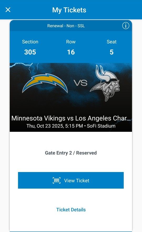 Chargers V Vikings 