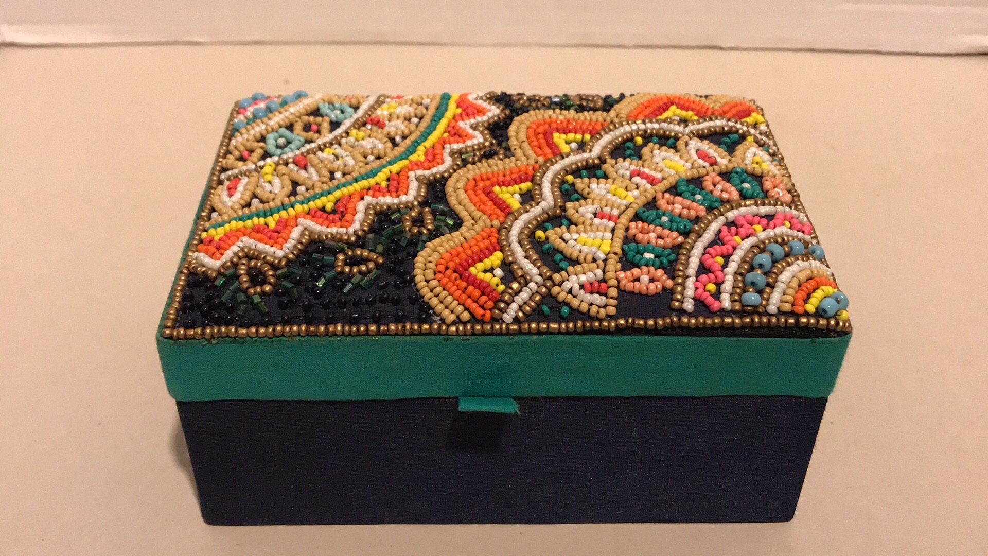 Victorian Trading Co Henna Sunburst Beaded Jewelry Box