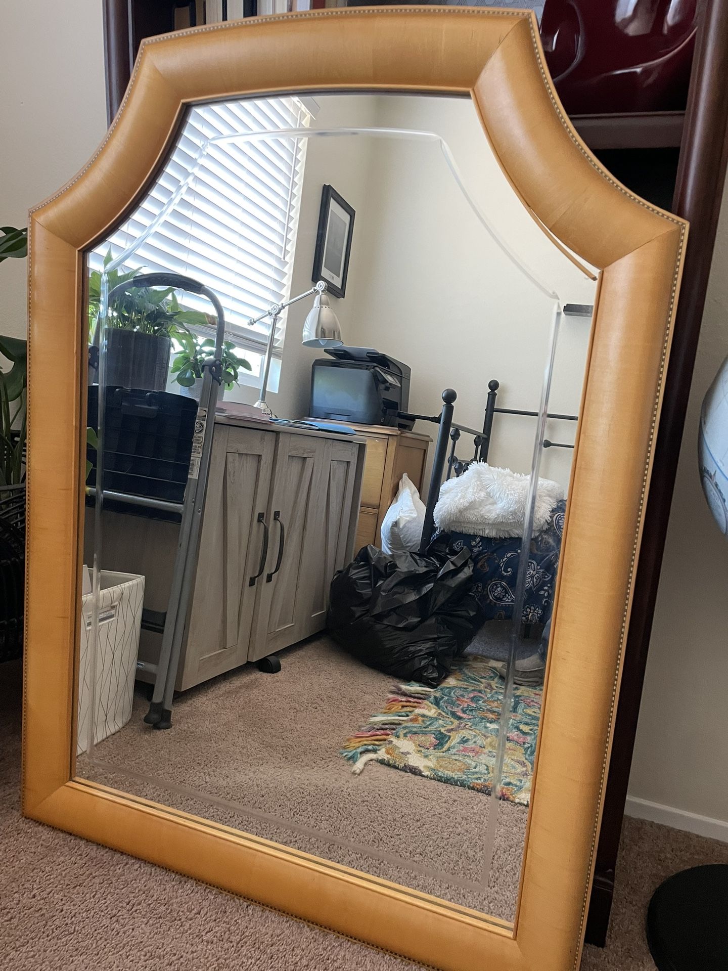 Mid Century Blonde Beveled Mirror