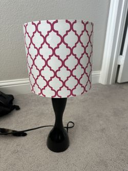 Modern Black Table Lamp with Patterned Shade – MOVING OUT SALE