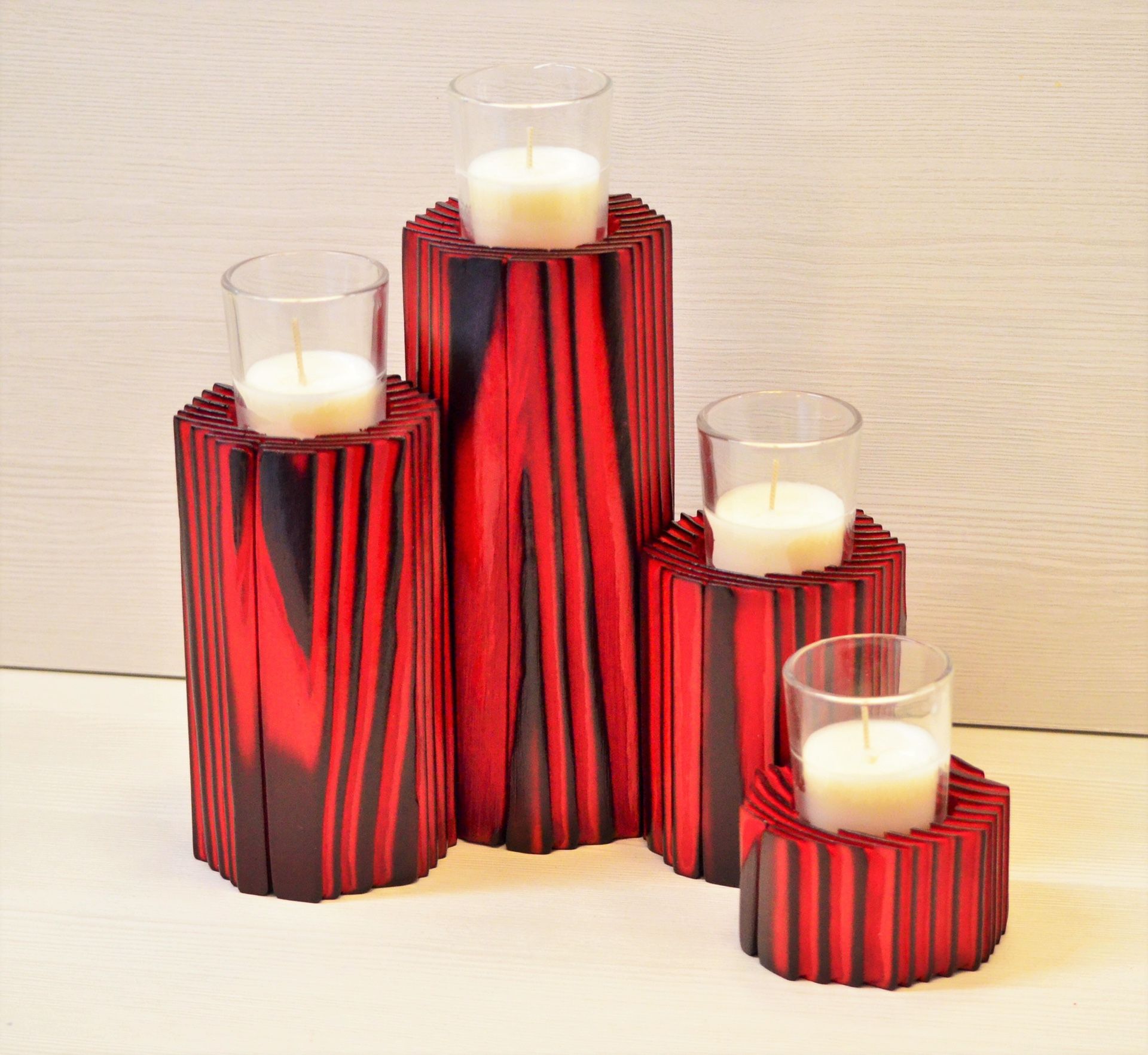 Shou Sugi Ban Pillar Candle Holder Set
