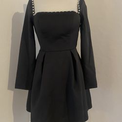 Long Sleeve Black Short Dress 