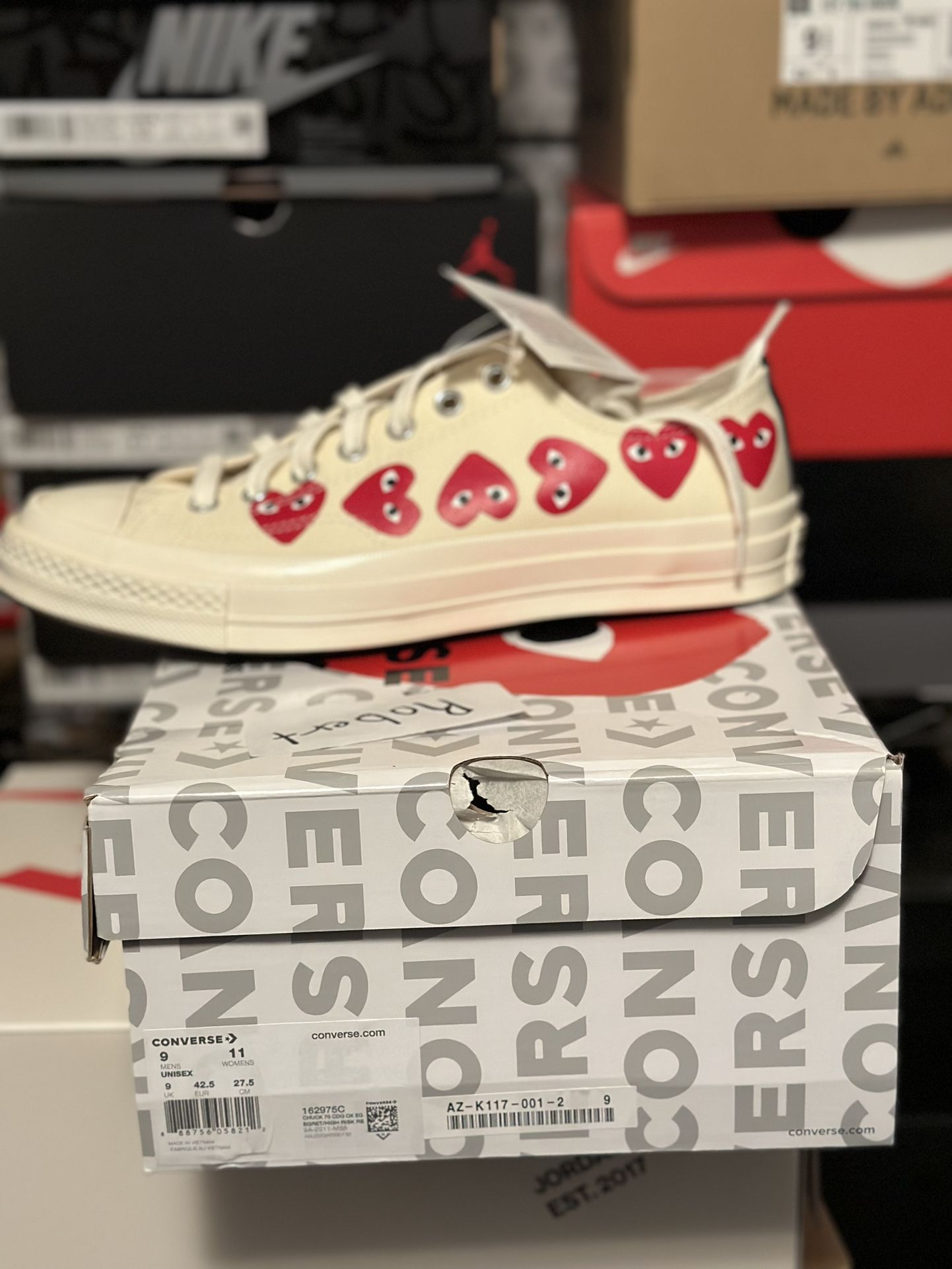 NEW CONVERSE CHUCK 70 LOW “Comme Des Garcons Play Multi Heart” Sz9
