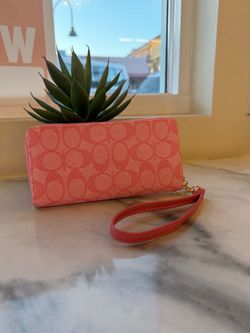 Coach Signature Zip-Around Wristlet Wallet