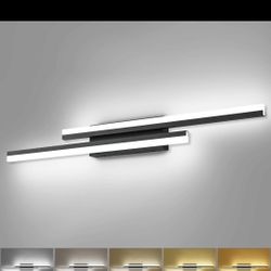 PRESDE 5 Color Changeable Bathroom Light Fixture Over Mirror, Dimmable Modern Black