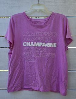 J Crew Collector Tee Champagne Bubbly Lovers Women's XL Pink Graphic SS T-Shirt