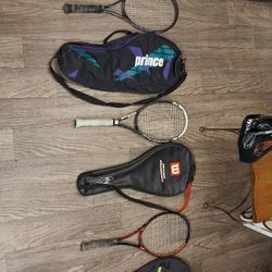 Three Tennis Rackets For Sale And Three Cases