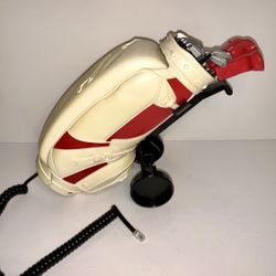Vintage Golf Bag Home Telephone Corded Rolling Cart Tan Landline Retro ~ Working