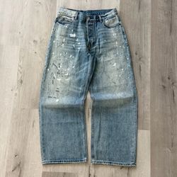 Acne Studios Paint Splatter Baggy Wide Leg Jeans.