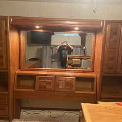 Solid Wood Queen Bed Unit W/ Dresser