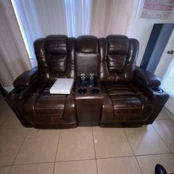 Entertainment Sofa With Charging Docks And Recliners