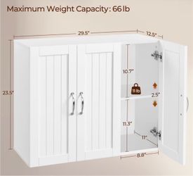 White Wall-Mounted storage cabinet with three Doors
