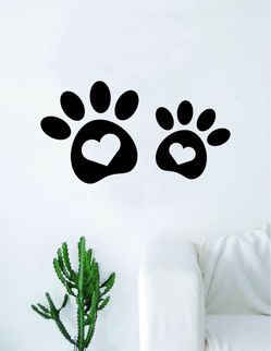 PRE MADE Wall Decal Home Decor Dog Paw Prints Hearts
