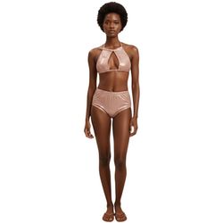 Shiny Bronze Camouflage Two-Piece Swimsuit