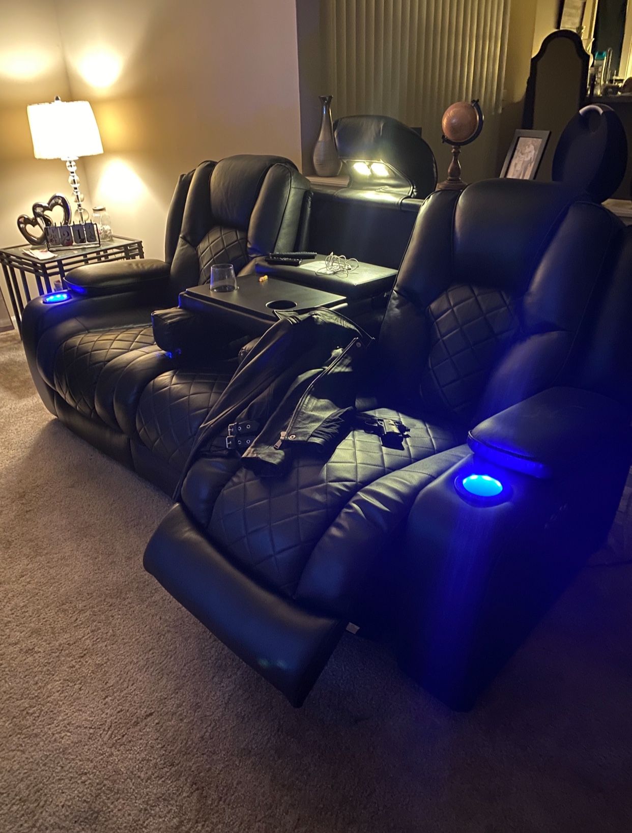 Panther Paw Leather Reclining Leg & Head Rest Couch