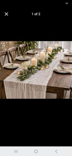 Ivory Cheesecloth Gauze Table Runner
