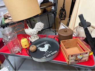 Georgous Rooster lamp $55 Vermont large throw $75