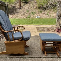 Wooden glider chair and ottoman