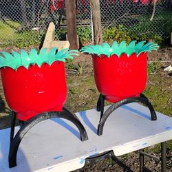 Tire Planters Painted With Oil Paint And They Were Left Forever