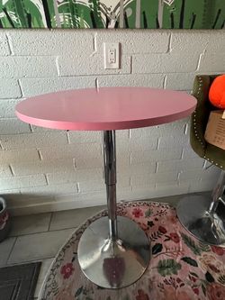 Pink Round Bar Table with Chrome Pedestal Base