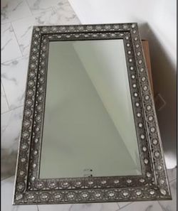 Vintagea Pier 1 Imports Chic Silver Crystal Mosaic Mirror