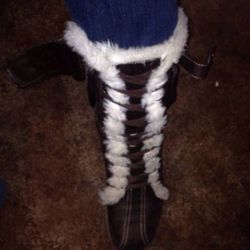 Brown faux suede fur boots size 6