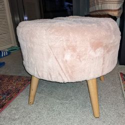 Fluffy Pink Gently Used Ottoman