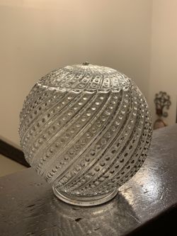Vintage 1940’s Glass Shade Ceiling Globe Round Ball Spiral Swirl Hobnail
