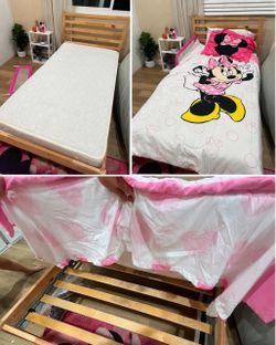 Twin bed frame with brand new mattress