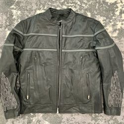 UNIK MENS LARGE PREMIUM LIGHTWEIGHT LEATHER MOTORCYCLE JACKET