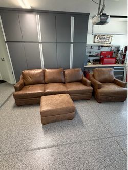 Genuine Leather Sofa, Chair & Ottoman Set – USA Premium Leather Furniture