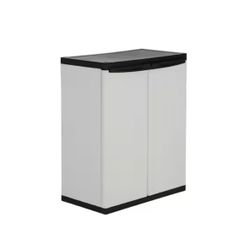 Premium One 26.9 in. W x 33.8 in. H x 15.8 in. D 2-Shelf Resin Freestanding Cabinet in Grey