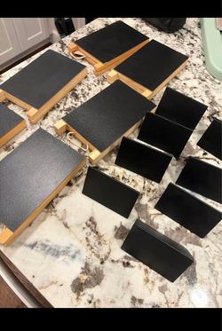 6 mini easel chalkboards and 8 chalkboard signs