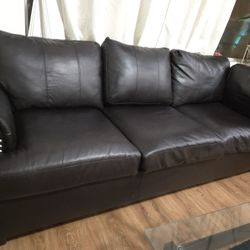 Black Faux / Leather Couch 