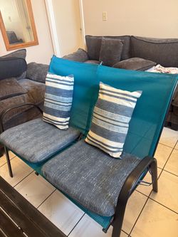Teal Patio Chair Set with Coffee Table