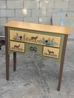 rustic hand-painted console table antique