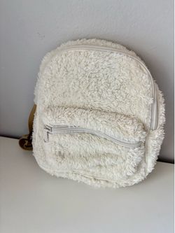 White Shearling Mini Backpack