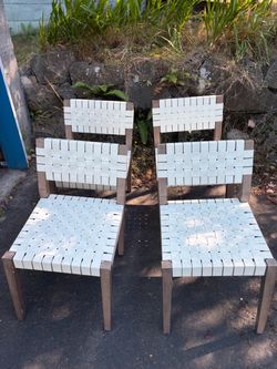 Set of four Williams -Sonoma leather dining chairs
