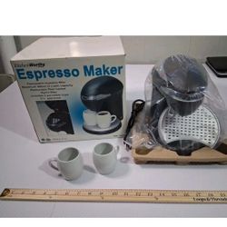 Espresso Maker Black 2 Cup Coffee Brewer Kitchen Worthy NEW in OPEN BOX