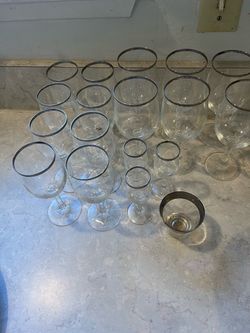 Vintage Silver Rim Glassware Collection – Wine Goblets & Cordial Glasses