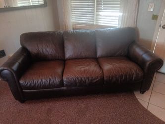7ft. REAL! Leather 3 seat couch.