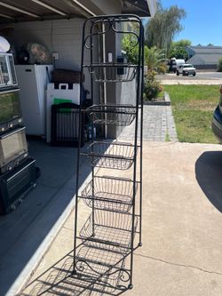 Black Metal 5-Tier Basket Stand – Kitchen Storage / Organizer