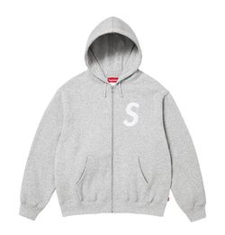Supreme S Logo Zip Up Gray Hooded Sweatshirt FW25 (L)
