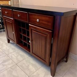 Marble Top Cherrywood Buffet Table
