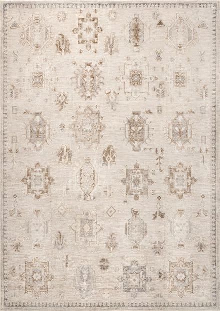 Beige Brenda Hazy Heraldry Washable 8' x 10' Area Rug